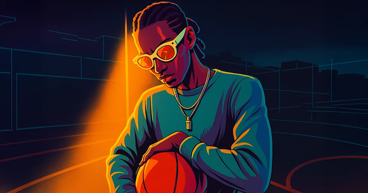 Ein Basketball Spieler trägt KI-Brille
